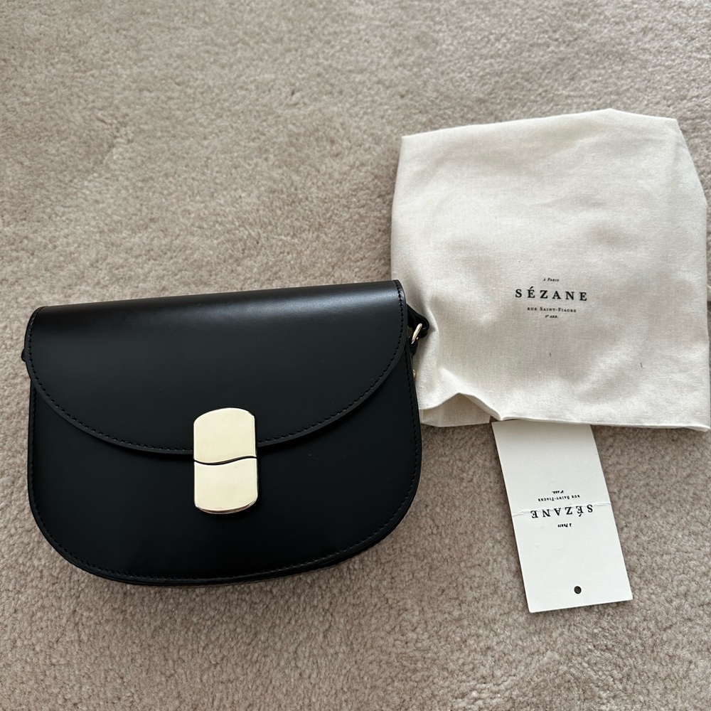Sezane Claude bag in glossy black NWT
